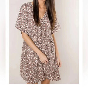 mts Leopard Print Babydoll Dress.‎ Size Large.